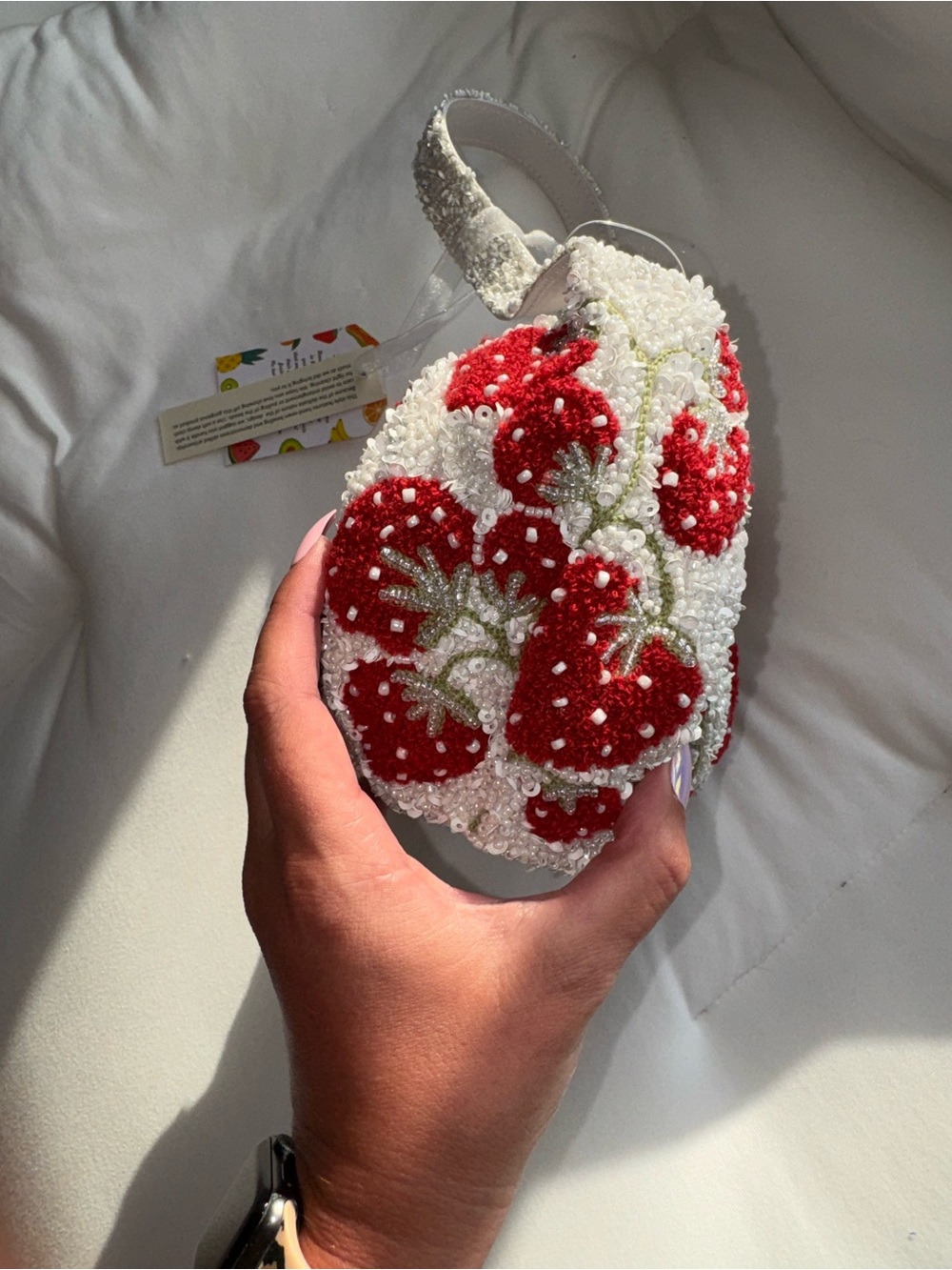 Strawberry Beaded Shoulder Bag Handmade in India New With Tags - Picture 7 of 16